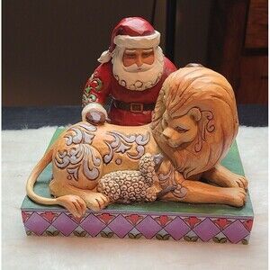JIM SHORE HEARTWOOD CREEK Classic Santa with Lion Lamb Christmas